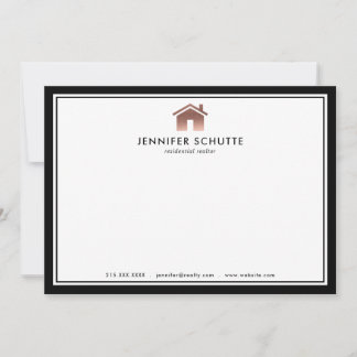 Tarjeta Pequeña Rosa Gold House Luxury Realty Personalizado Flat