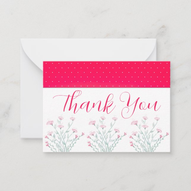 Tarjeta Pequeña Rosa Luminoso Con Toques Florales (Anverso)