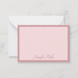 Tarjeta Pequeña Rosa manuscrito Purpurina de oro elegante moderno