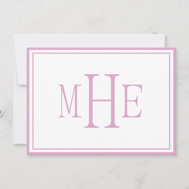Tarjeta Pequeña Rosa monogramado minimalista (Anverso)