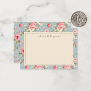 Tarjeta Pequeña Rosa Peonía Floral Personalizada Shabby Chic