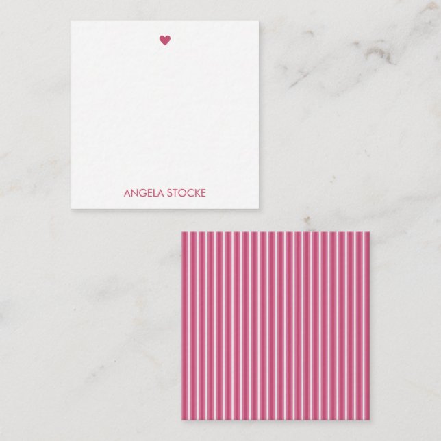 Tarjeta Pequeña Rosa Personalizado Blanco Raya (Anverso / Reverso)