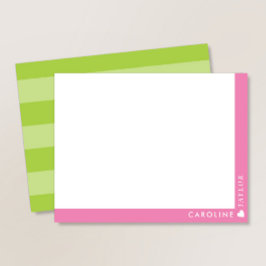 Tarjeta Pequeña Rosa Preparado Rayas Verdes Bonito Femenino Person
