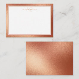 Tarjeta Pequeña Rosa Relieve metalizado dorado Faux Monograma Mini