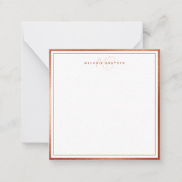 Tarjeta Pequeña Rosa Relieve metalizado dorado Faux Monograma Mini