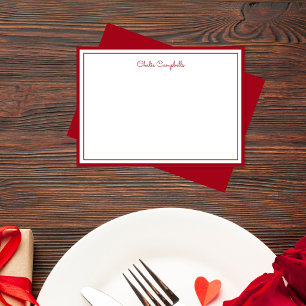 Tarjeta Pequeña rosa rojo minimalista, 2 fronteras, firma
