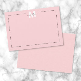 Tarjeta Pequeña Rosa Rubor de Chica Script  Monograma de Nombre Ca