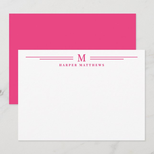Tarjeta Pequeña Rosa Simple Dos Bordes Minimalista (Anverso / Reverso)