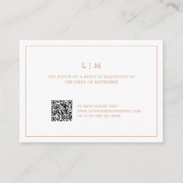Tarjeta Pequeña Rosa simple Monograma rosa Código QR Boda RSVP