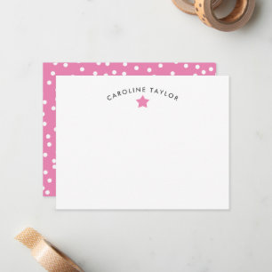 Tarjeta Pequeña Rosado Chicle Estrellas y Lunares Lindo de Niña