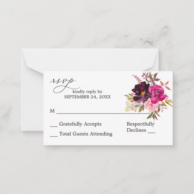 Tarjeta Pequeña Rosado Presupuestario- Rubor Morple Floral 2SM Sin (Anverso)