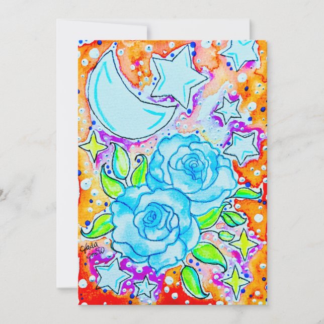 Tarjeta Pequeña Rosas Azules (Anverso)