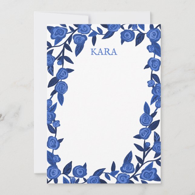 Tarjeta Pequeña Rosas Azules Personalizado Gracias Estacionista Pe (Anverso)