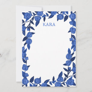 Tarjeta Pequeña Rosas Azules Personalizado Gracias Estacionista Pe