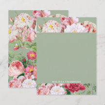 Rosas botánicos de época verdes y rosas