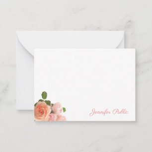 Tarjeta Pequeña Rosas de acuarela Colores pasteles Escritos a mano