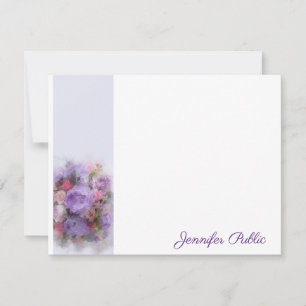 Tarjeta Pequeña Rosas de acuarela de nombre manuscrito de script
