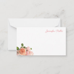 Tarjeta Pequeña Rosas de acuarela elegante con guión de mano Color