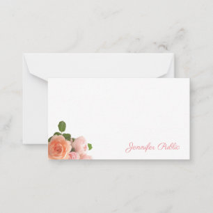 Tarjeta Pequeña Rosas de acuarela manuscritos Colores Pastel de mo