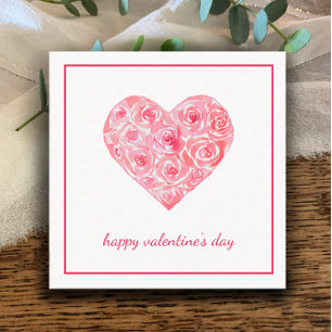 Tarjeta Pequeña Rosas de acuarela pintadas a mano Corazón Día de S