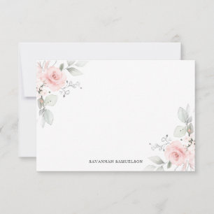 Tarjeta Pequeña Rosas de flores rosadas de color acuático personal