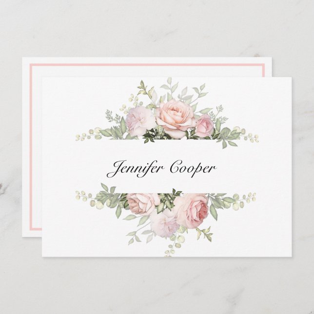 Tarjeta Pequeña Rosas De Primavera De Su Escritorio A Personal (Anverso / Reverso)