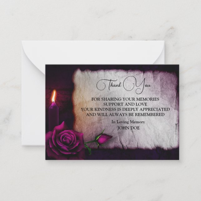 Tarjeta Pequeña Rosas de Velas Góticas Gracias (Anverso)