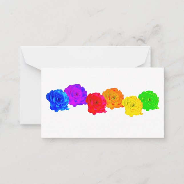 Tarjeta Pequeña Rosas del arcoiris (Anverso)