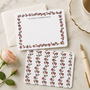 Tarjeta Pequeña Rosas Dibujadas a Mano Personalizadas Floral Botán
