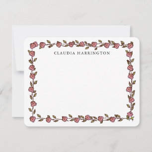Tarjeta Pequeña Rosas dibujados a mano Botánica floral personaliza