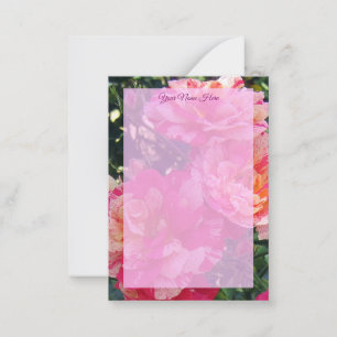 Tarjeta Pequeña Rosas editables de rayas rosas y blancas planos