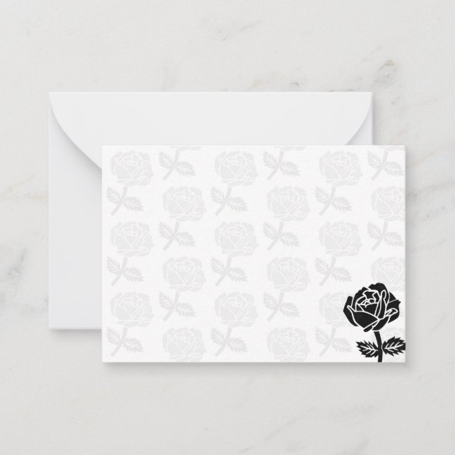 Tarjeta Pequeña Rosas Negras en Blanco (Anverso)