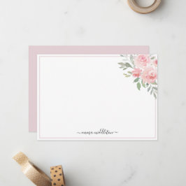 Tarjeta Pequeña Rosas personalizadas elegantes de color rosa y fol