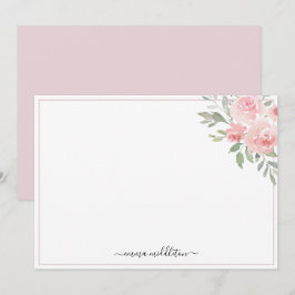 Tarjeta Pequeña Rosas personalizadas elegantes de color rosa y fol