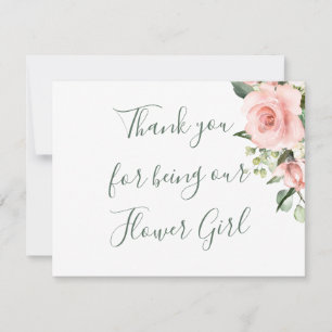 Tarjeta Pequeña Rosas, polka dot Flower Girl Gracias