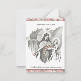 Tarjeta Pequeña Rosas religiosos de St. Therese Elegant Prayer