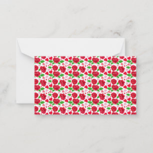 Tarjeta Pequeña Rosas Rojas Corazones Rosados Feliz Día de San Val