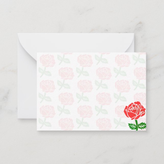 Tarjeta Pequeña Rosas Rojas en Blanco (Anverso)