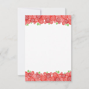 Tarjeta Pequeña Rosas rojas, flor de jardín de primavera, floral a