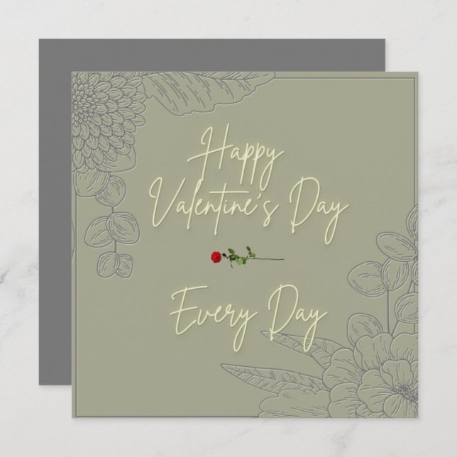 Tarjeta Pequeña Rosas rojas Grabado en relieve grises de flores de (Anverso / Reverso)