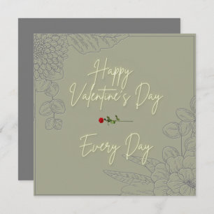 Tarjeta Pequeña Rosas rojas Grabado en relieve grises de flores de