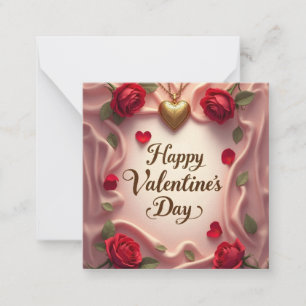 Tarjeta Pequeña Rosas románticas y diseño de San Valentín del cora