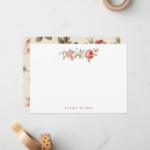 Tarjeta Pequeña Rosas rosa elegantes - Añadir nombre/monograma
