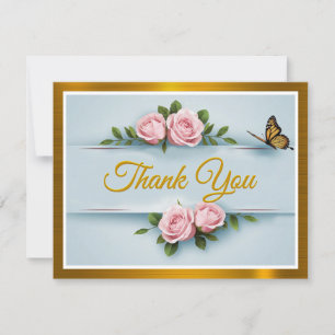 Tarjeta Pequeña Rosas rosadas de elegancia clásica, mariposa Graci