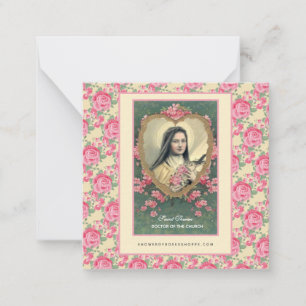 Tarjeta Pequeña Rosas rosadas de monja carmelita religiosa de Sta.