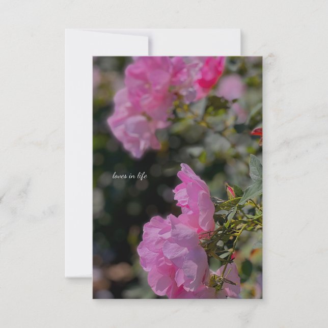 Tarjeta Pequeña Rosas rosadas dulces (Anverso)
