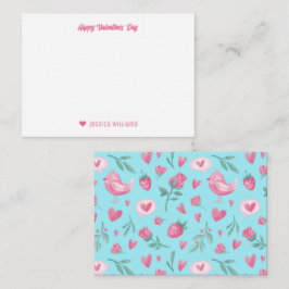 Tarjeta Pequeña Rosas rosadas vintage de fresa día de San Valentín
