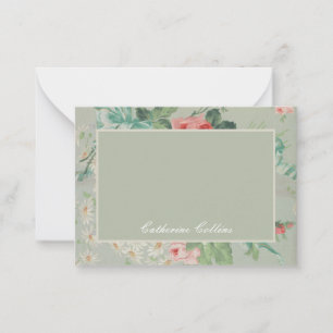 Tarjeta Pequeña rosas y Daisies de Tejidos Vintage británicos de 1