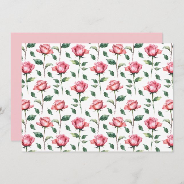 Tarjeta Pequeña Rose Floral Botanical Note Card (Anverso / Reverso)