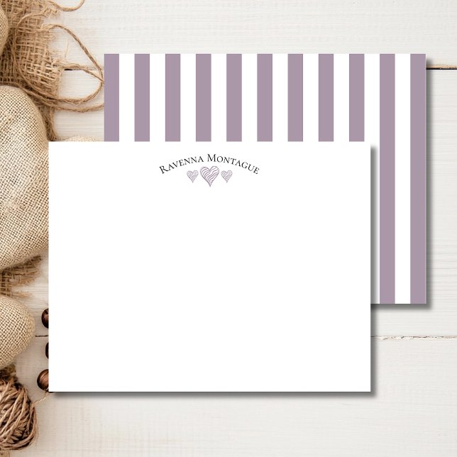 Tarjeta Pequeña Rose Quartz Elegant Wavy Hearts Striped Note Card (Subido por el creador)